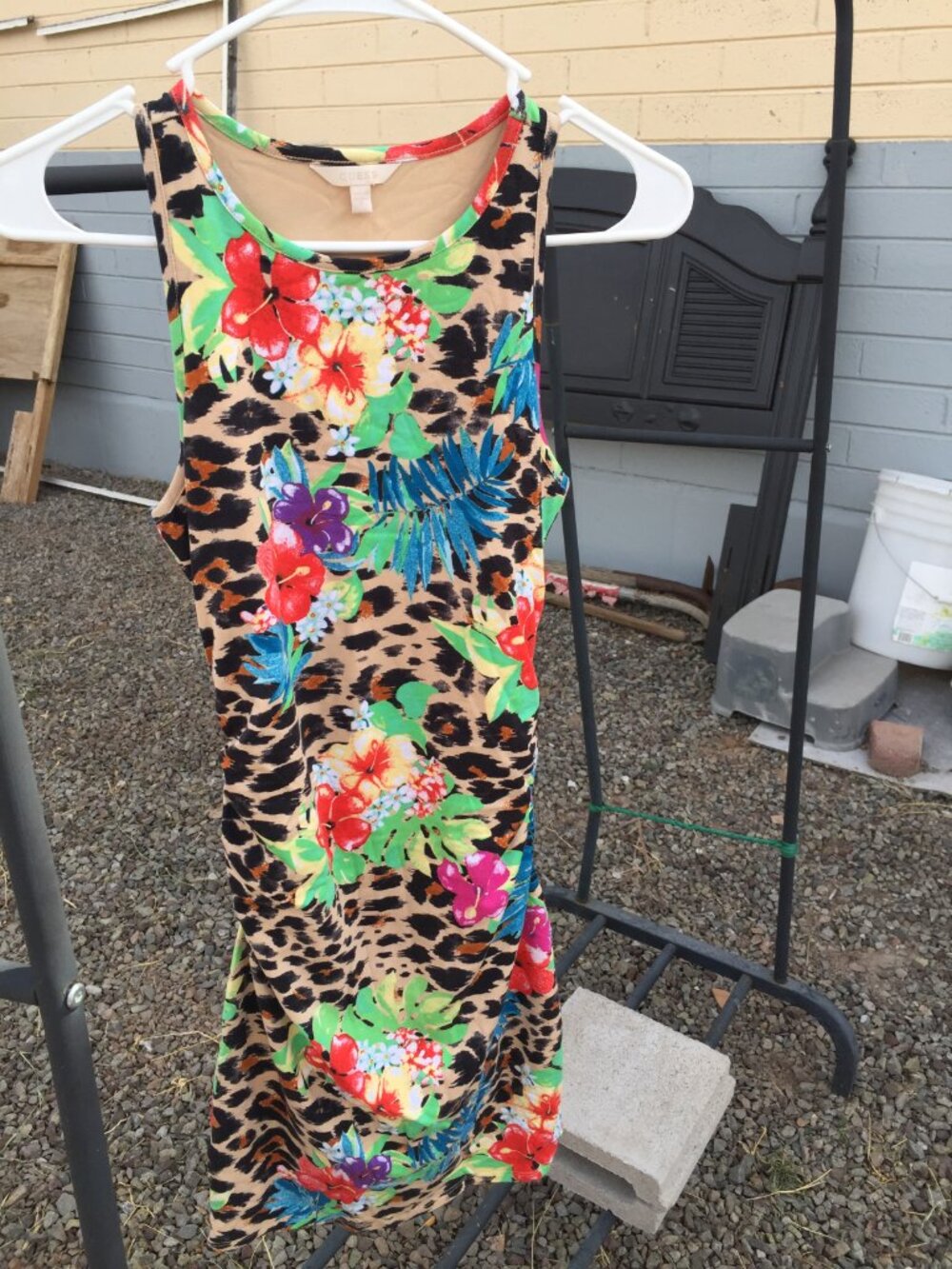 GUESS Tansy Pop Jungle Floral Leopard Print Bodycon Mini Dress, Size S